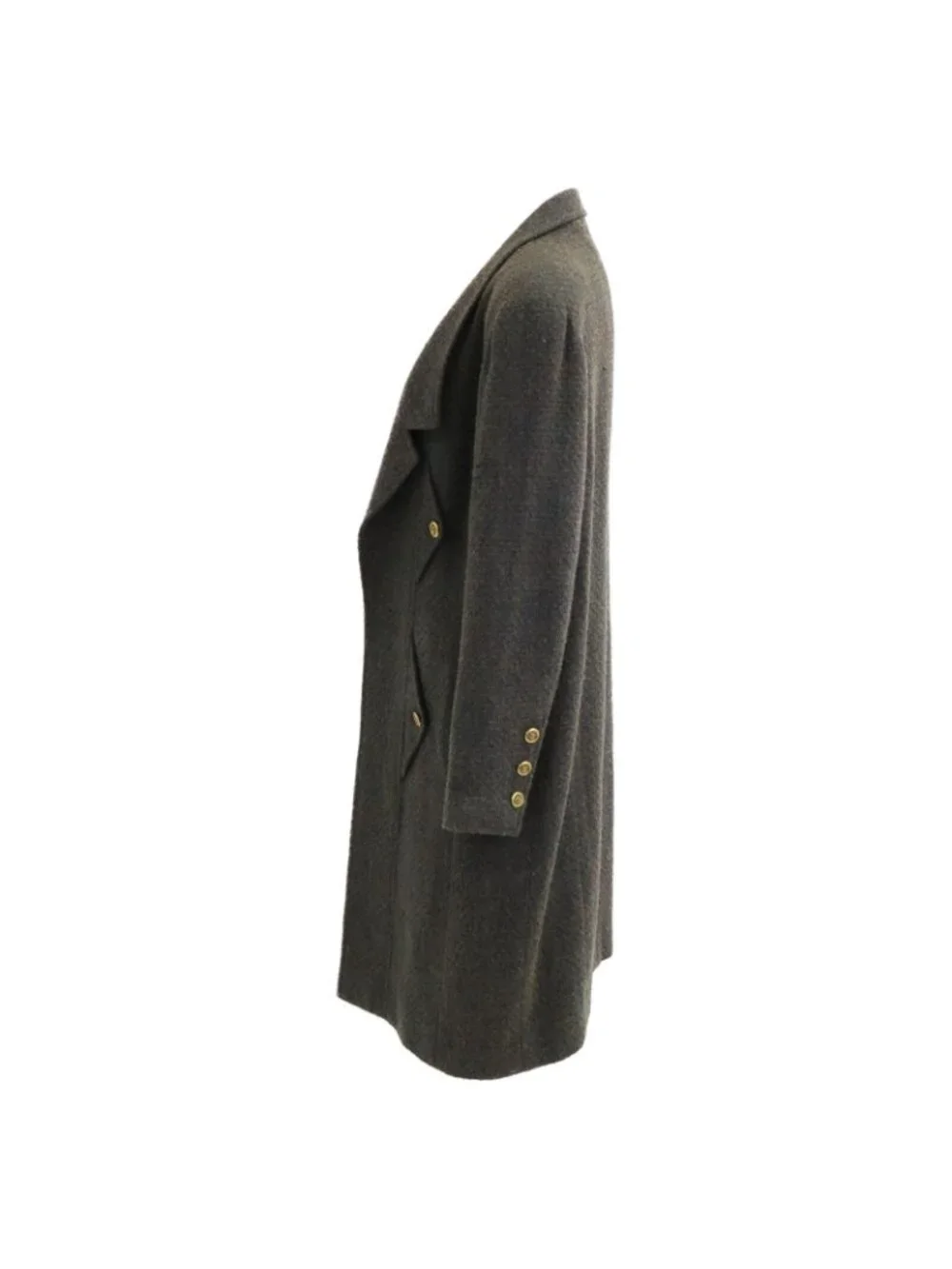 Chanel CC Logo Button Alpaca Mixed Tweed Long 44 Jacket